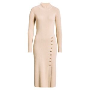 Elie Tahari Ribbed Knit Maxi Dress Gold With Gold Lurex Small New With Tags
